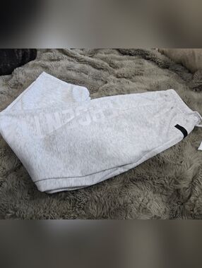 Men's Heavyweight Oversized Fleece Joggers, Light Oatmeal - Long Drawstring SZ L